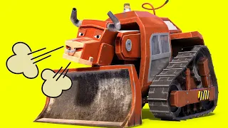 Animacars - Buldozerul incearca sa ia bomboane din pom - desene pentru copii cu camioane si animale