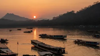 The City, the Countryside, and the Mekong River of Luang Prabang  in Laos Southeast Asia