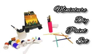 Miniature Diy Paint Set|Mini Painting Stand|Mini Colour|Mini Painting Bottle|Mini Canvas|Handmade🖌️🎨