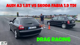 Audi A3 1.8T vs Skoda Fabia 1.9 TDI drag racing 1/4 mile 🚦🚗  - 4K UHD