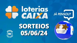 Loterias CAIXA: +Milionária, Quina, Lotofácil e mais 05/06/2024