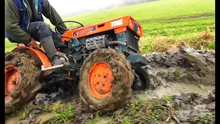 Kubota B 6000-A small & powerful Japanese tractor-Cold start-Drifting-Plowing-4x4 RAW POWER 💨💥🚜