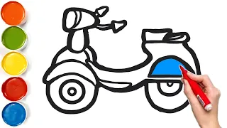 Scooter Drawing, Painting and Coloring for kids & toddlers | How to draw scooter