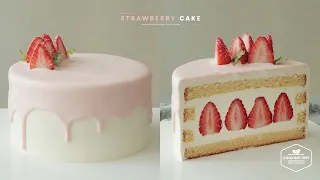 딸기 케이크 만들기, 맛있는 스위스 머랭 버터크림 : Strawberry Cake (Swiss Meringue Buttercream) Recipe | Cooking tree