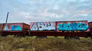 Граффити на вагонах, Узкоколейка. Full process. Graffiti on freight trains