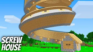 I found a SCREW VILLAGER HOUSE in Minecraft ! What's INSIDE the SPIRAL HOUSE ?