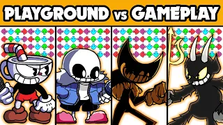 FNF Character Test | Gameplay VS Playground | VS Indie Cross V1 | Cuphead, Sans, Bendy