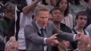 Steve Kerr Technical Foul | Warriors vs Spurs | March 19, 2016 | NBA 2016