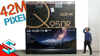 Unboxing Samsung 8k QLED Q950R and LG 4K OLED C9 65” tv | Shades Of Tech ⬡
