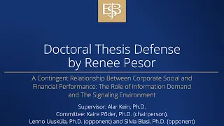 Doctoral Thesis Defense by Renee Pesor