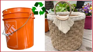 Recycling Paint Bucket/ Diy Jute Rope Craft Idea/ إعاد تدوير جردل دهان