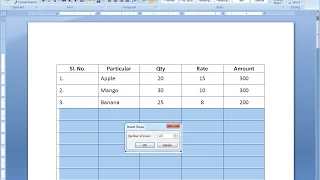 Shortcut key to Insert Rows in Table in MS Word