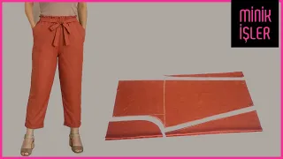 Very Easy Belted Paperbag Trousers Cutting and Sewing | Minik İşler