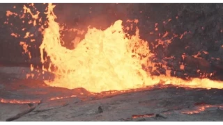 Water thrown into lava lake creates explosive results