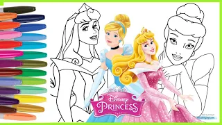 Mewarnai Gambar Putri Cinderella Aurora | Coloring Disney Princess Cinderella Aurora |