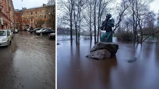 Наводнение в Карелии. Затоплены дворы Петрозаводска