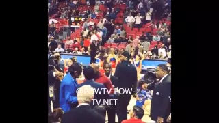 Floyd Mayweather & Manny Pacquiao Talking At A Miami Heat Game