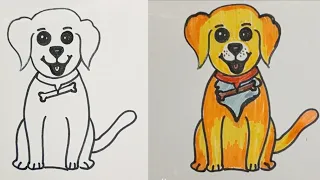 How to draw a Puppy. Cute Dog Drawing. Easy Kid's Drawing.