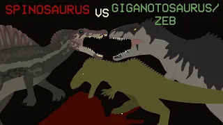 Spinosaurus JP3 vs Giganotosaurus Zeb JWD - (Stick Nodes Animation)