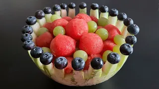 HOW TO MAKE EASY WATERMELON BASKET / Watermelon fruit Bowl / Super fruit decoration ideas