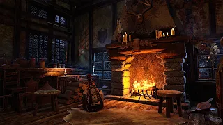 Medieval Fireside Tales: A Winter Evening in the Cozy Tavern Ambience for Rest and Relaxation 🍻🔥