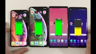 WHO LASTS LONGER? iPhone XS / XS Max VS Galaxy Note 9 / S9+ - Battery Drain Test!