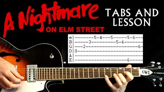 Nightmare On Elm Street Guitar Lesson and Guitar Tabs Main Theme and Freddy Chant