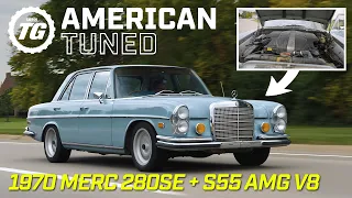 This 1970 Mercedes 280 SE packs an S55's AMG V8 and a 6-speed manual | American Tuned ft. Rob Dahm