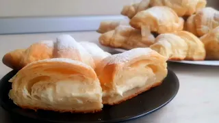 🥐Prueba esta receta facil de Croissants rellenos de crema pastelera!!!