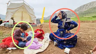 a fight. A pregnant woman to protect her children from displacement.😱🤰