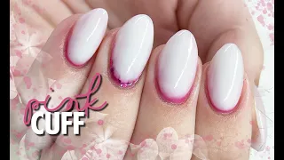 MILKY WHITE NAIL TREND WITH COLORED GLITTER CUFF | BUILDER GEL NAL TUTORIAL | Hard Gel Nails