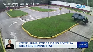 Kotse, sumalpok sa isang poste sa gitna ng driving test | Saksi