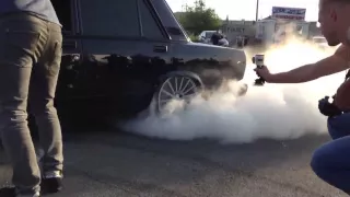 Classic cars burn out. Hot car burnout. Vaz burnout