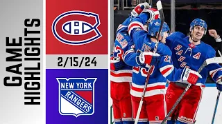 New York Rangers vs Montreal Canadiens | Game Highlights | 2/15/24 Game #54