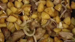 Как вкусно пожарить картошку с мясом/Жареная картошка с мясом/Это нереально вкусно!