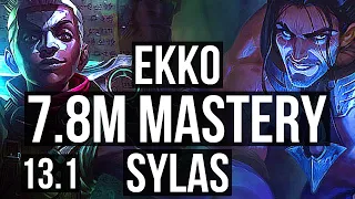 EKKO vs SYLAS (JNG) | 7.8M mastery, Rank 2 Ekko, 2200+ games, 24/4/9 | EUW Challenger | 13.1