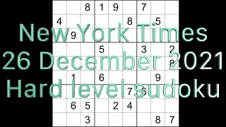 Sudoku solution – New York Times sudoku 26 December 2021 Hard level