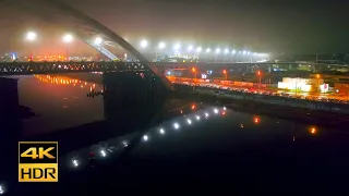 07.10.2020. Подольско-Воскресенский мост в тумане. Podolsko-Voskresensky bridge in the fog. 4K HDR