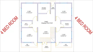 HOUSE PLAN DESIGN | EP 263 | 1000 SQUARE FEET 4 BHK HOUSE PLAN | LAYOUT PLAN