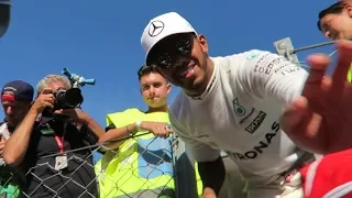 Lewis Hamilton starts a MOSHPIT after winning the 2017 Italian Grand Prix