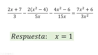 Ecuaciones fraccionarias denominador monomio 06