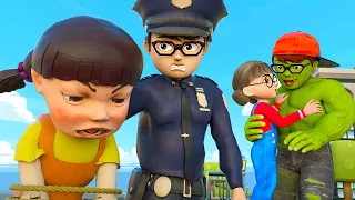 Nick Hero Policeman and Doll Squid Game Season 2 Sad Family | Scary Teacher 3D Happy Family