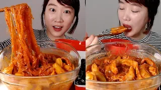 그날의 스트레스는 엽떡으로 풀어요:) 엽떡 매운맛 당면추가,주먹밥,계란찜 MUKBANG/ASMR-Spicy Tteokbokki, steamed eggs, rice balls