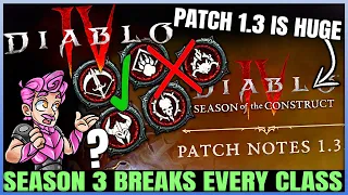 Diablo 4 - WARNING: INSANE Patch 1.3 Class Changes - Nerfs, New Unique Gear & More - Full Breakdown!