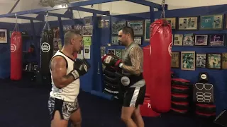 Kickboxing drill at John Wayne Parr Gym up in the Gold Coast Queensland Australia, Boonchu Gym