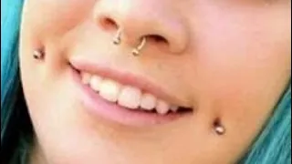 Пирсинг щёк Cheek piercing