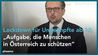 Alexander Schallenberg (Bundeskanzler Österreich) zum Lockdown für Ungeimpfte am 15.11.2021