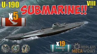 NEW SUBMARINE U-190 5 Kills & 110k Damage | World of Warships Gameplay