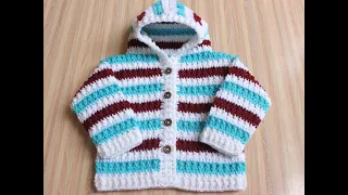 Baby Crochet Cardigan Jacket/Explain Baby Hoodie Cardigan Jacket Seamless (Part-1)