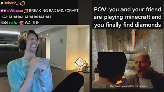 xQc reacts to POV: you and your friend are playing minecraft and you finally find diamonds